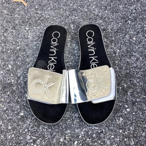 Calvin Klein Shoes - Acubi mermaidcore fairycore Calvin Klein Black Slides Sandals Women Size 7